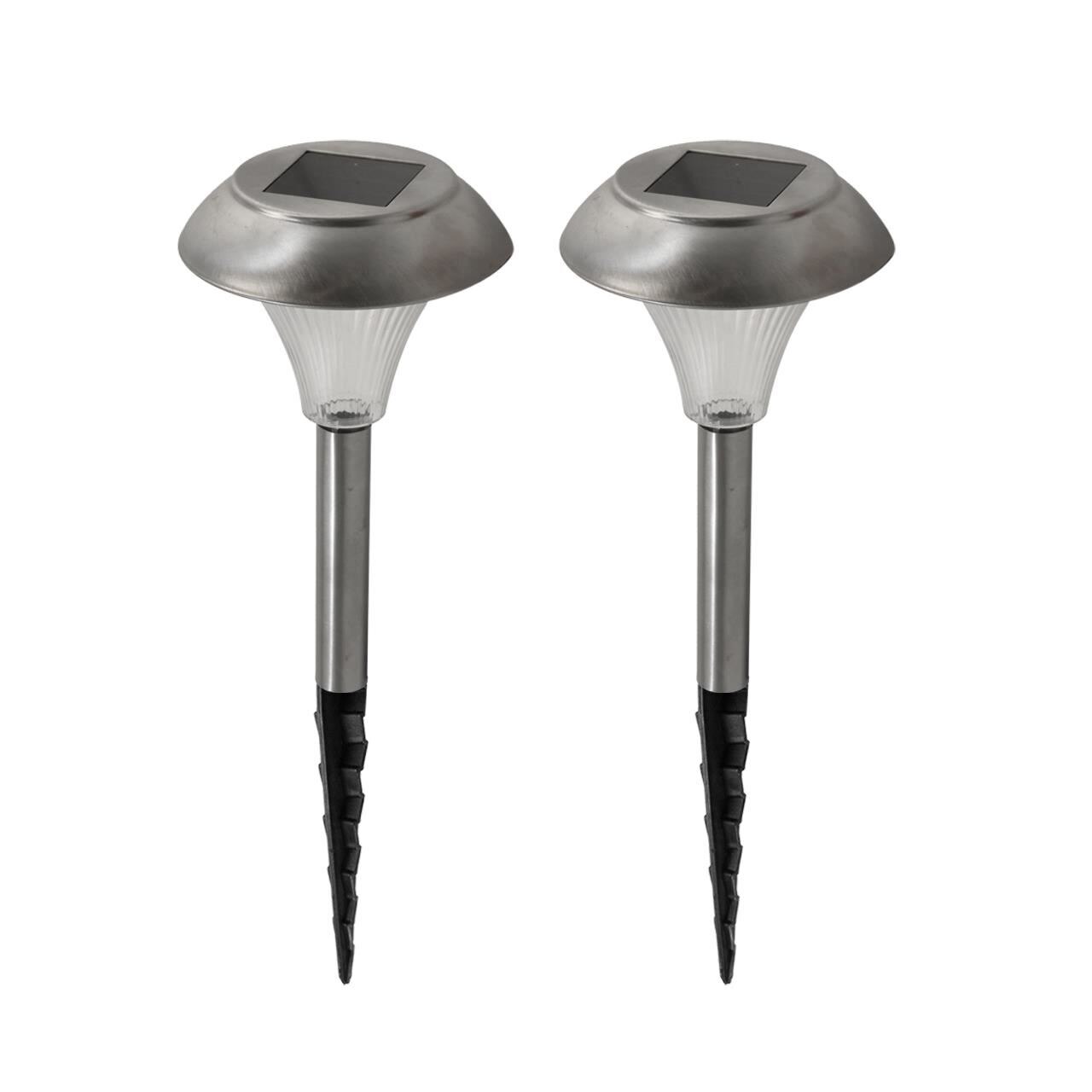 Lampa solara pentru gradina, LED, otel, set 2 buc, 10.5x27 cm, Segin