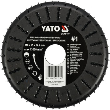 Freza raspel Yato 118x22.2 mm, granulatoe 1, gips carton, lemn, PVC Freza raspel Yato 118x22.2 mm, granulatoe 1, gips carton, lemn, PVC