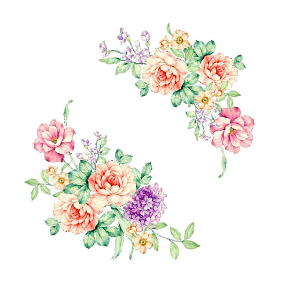 Set 2 stickere decorative Bujori si liliac, 25x30 cm, multicolor