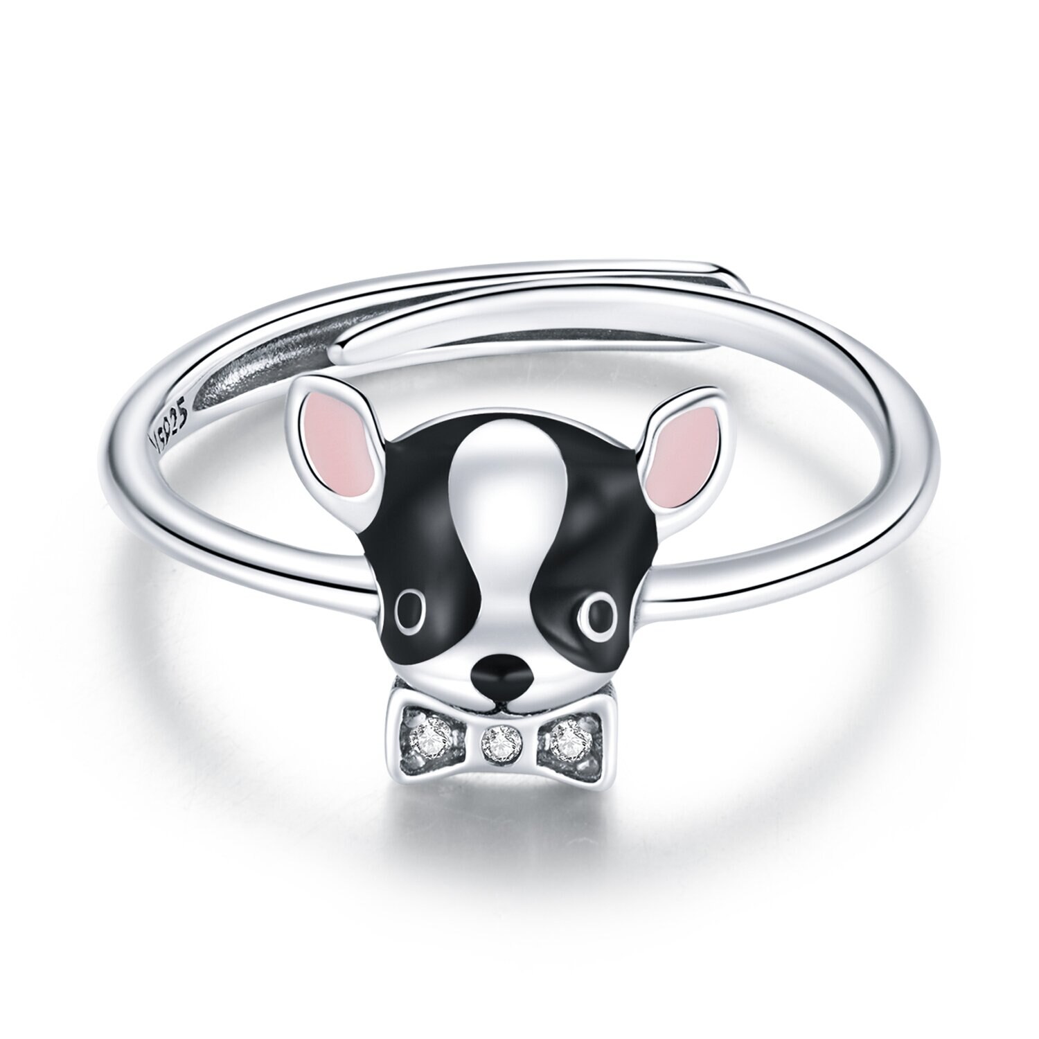 Inel din argint Black and White Puppy