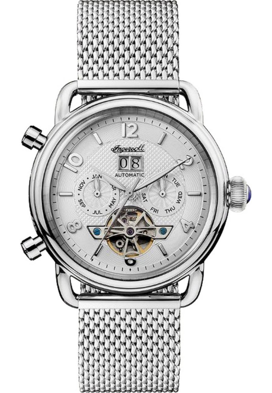 Ceas analogic barbatesc, Ingersoll, I00904, 43 mm, Argintiu