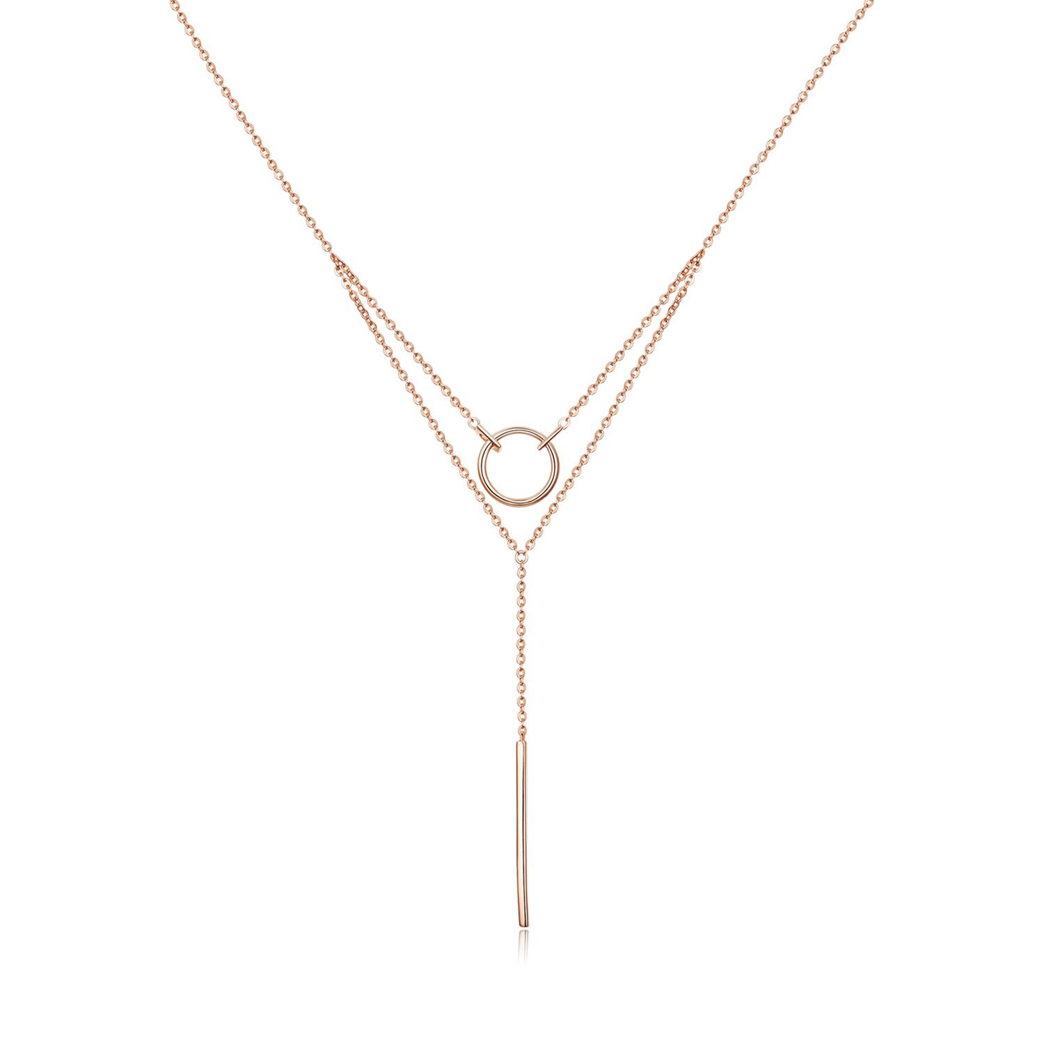 Colier din argint Double Chain Rose Gold