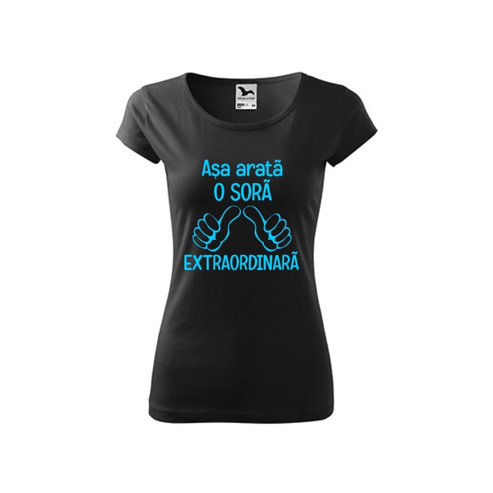 Tricou femei personalizat Sora, Malfini, Negru, XS