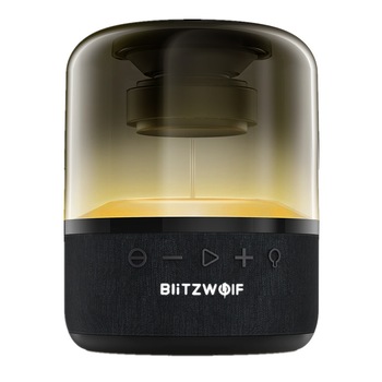 Boxa wireless BlitzWolf, 20W, Bluetooth 5.0, 360 °, Baterie 2000mAh, Funcție TWS, RGB, Negru Boxa wireless BlitzWolf, 20W, Bluetooth 5.0, 360 °, Baterie 2000mAh, Funcție TWS, RGB, Negru