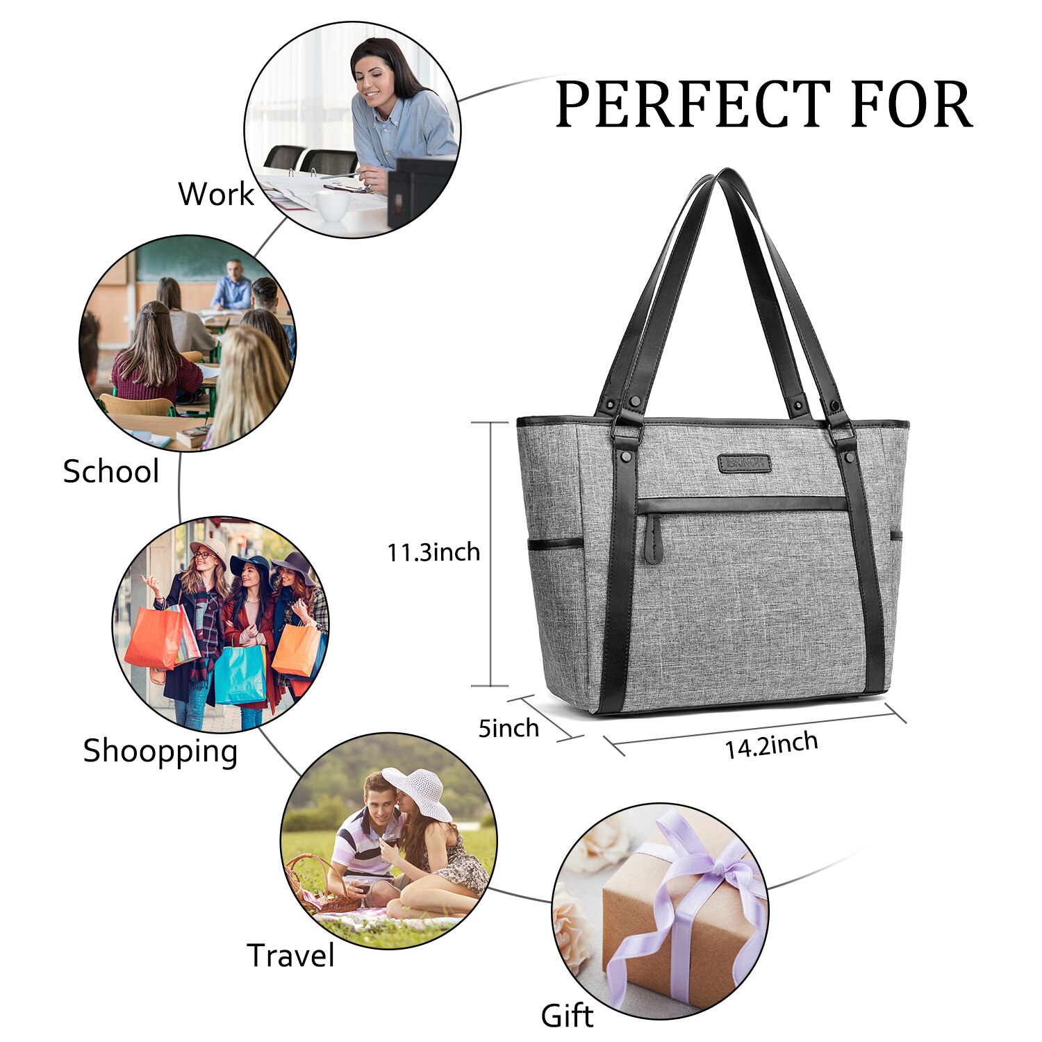 Geanta universala pentru laptop 15.6" BRINCH, Nylon, Gri