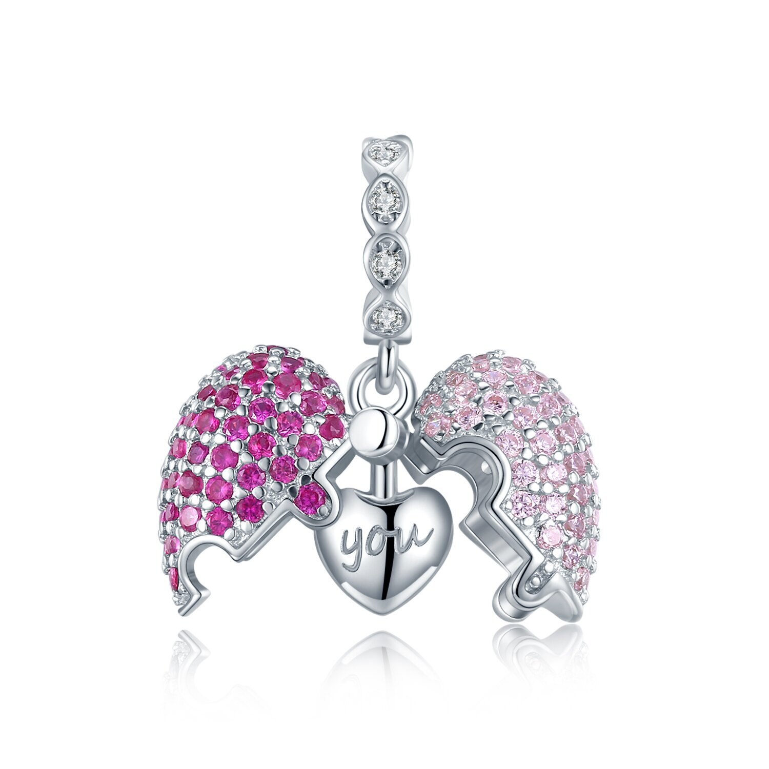 Talisman din argint Open Pink Heart