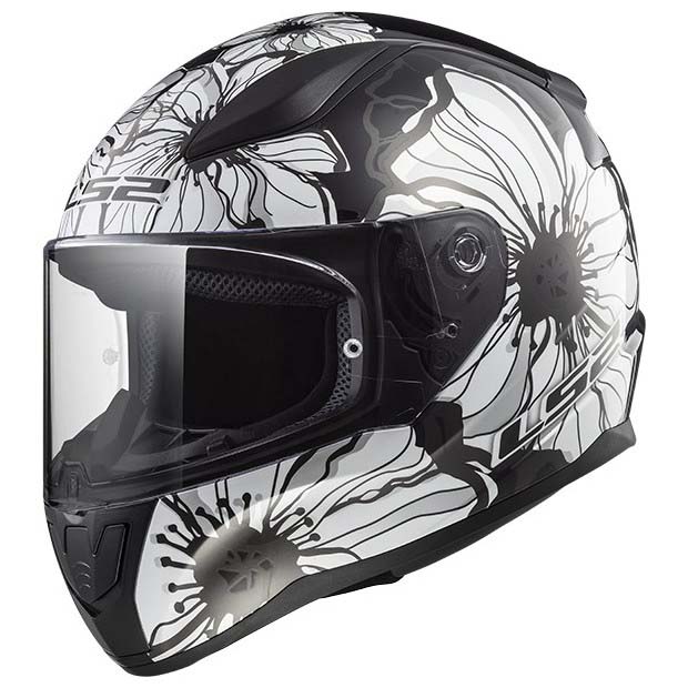 Casca moto, LS2, FF353, Protectie UV, Rasina termoplastica, Poppies Alb, S 55-56