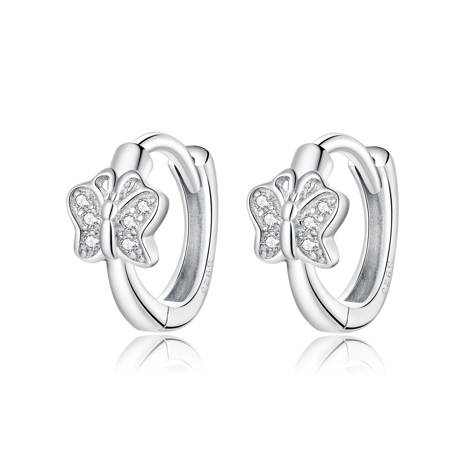 Cercei din argint Silver Shining Butterflies Hoops