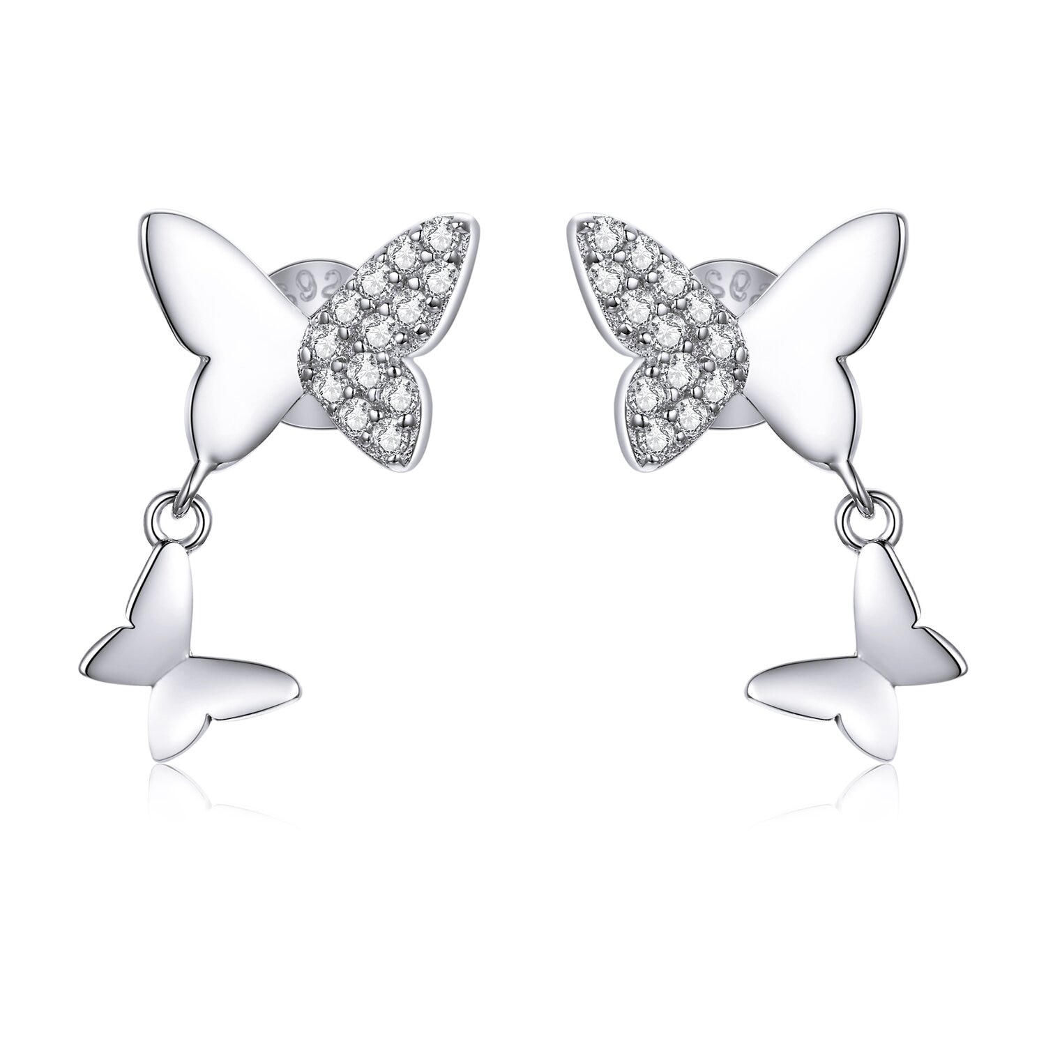 Cercei din argint Chain Butterflies