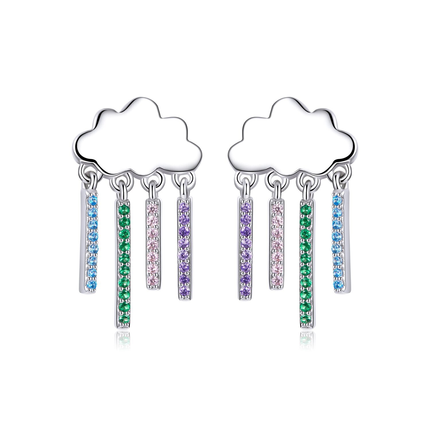 Cercei din argint Rainbow Dropping Clouds