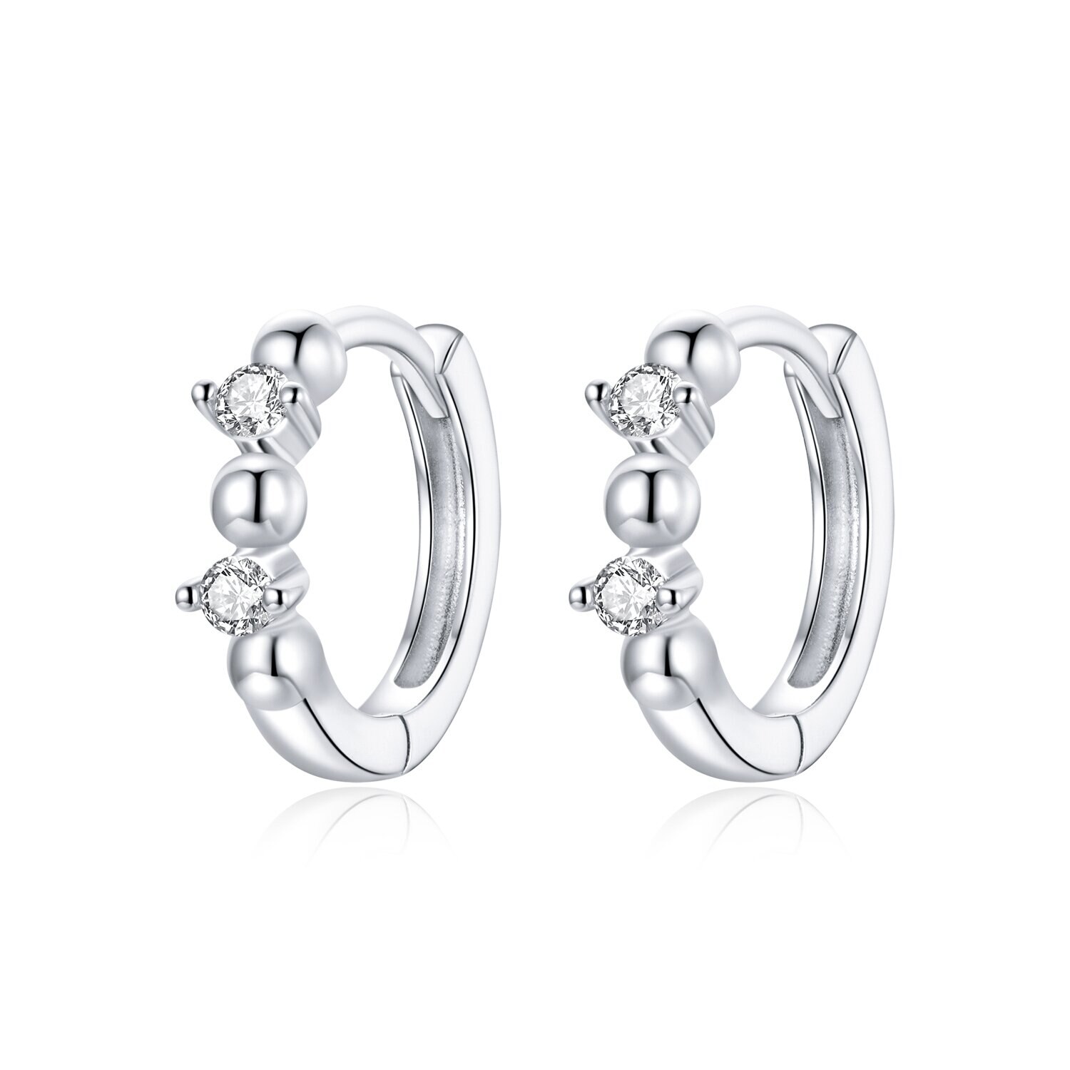 Cercei din argint Rounds & Crystals Hoops