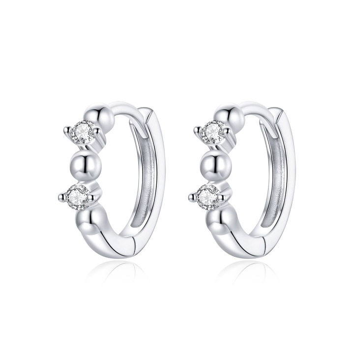 Cercei din argint Rounds & Crystals Hoops