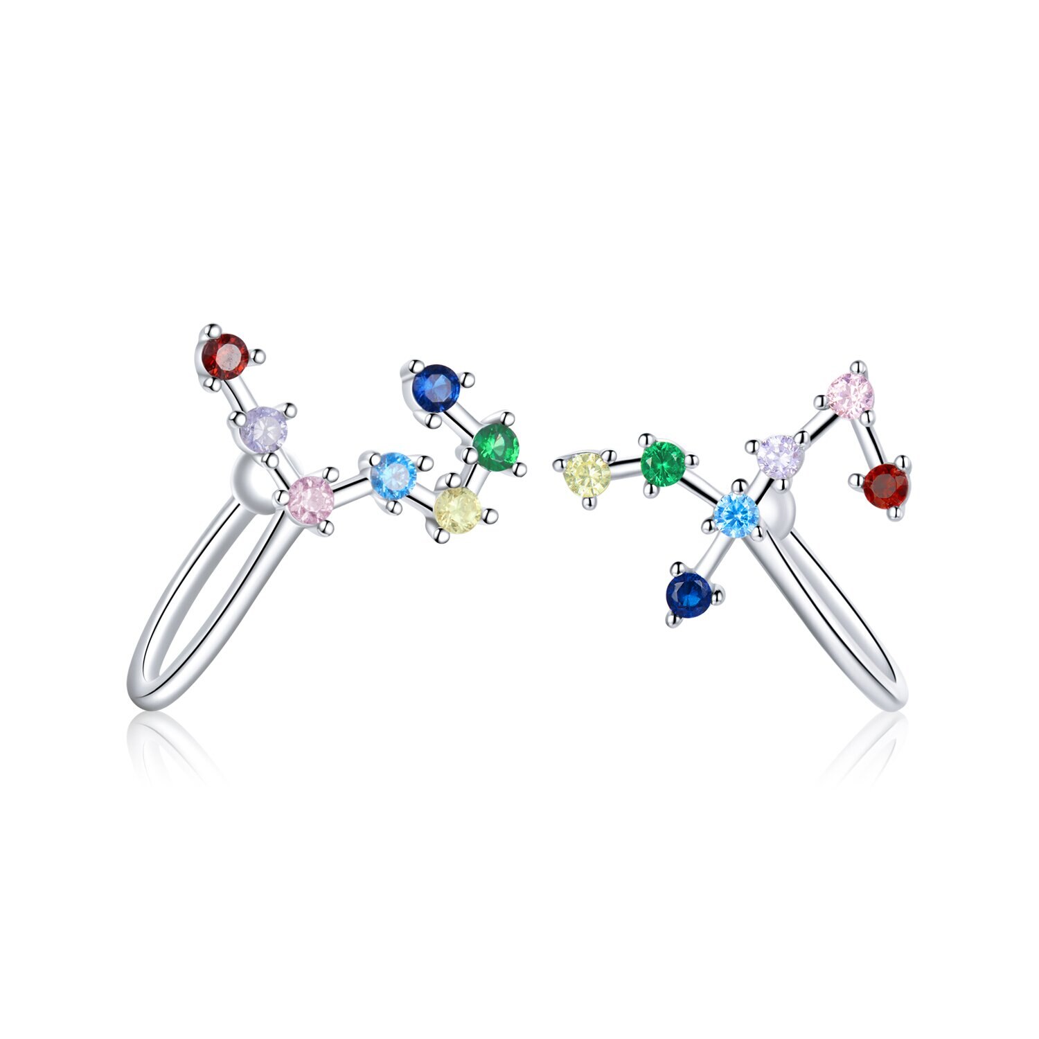 Cercei din argint Rainbow Stones Ear Clip