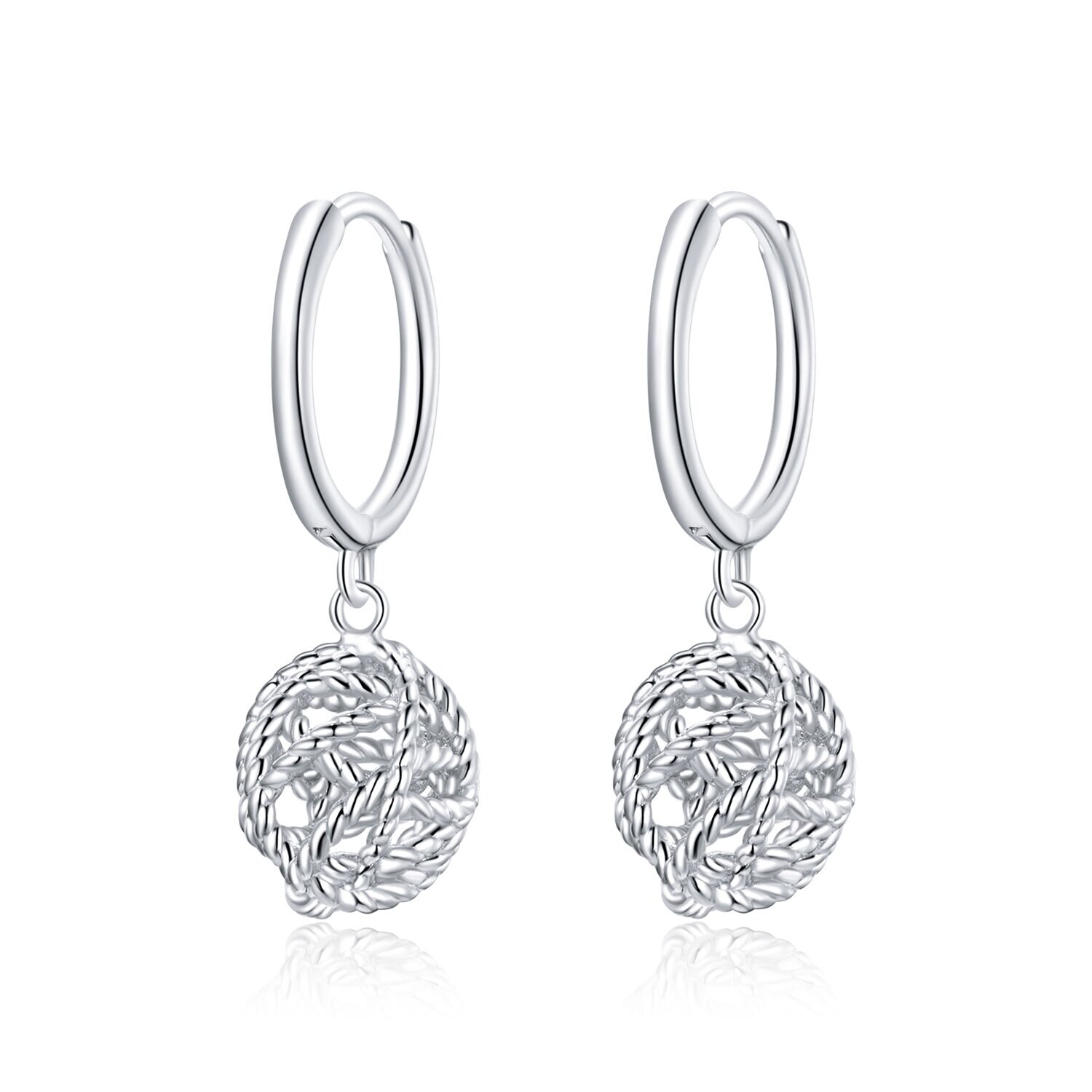 Cercei din argint Silver Ball Hoops