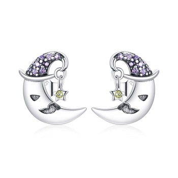 Cercei din argint Cartoon Moon Cercei din argint Cartoon Moon