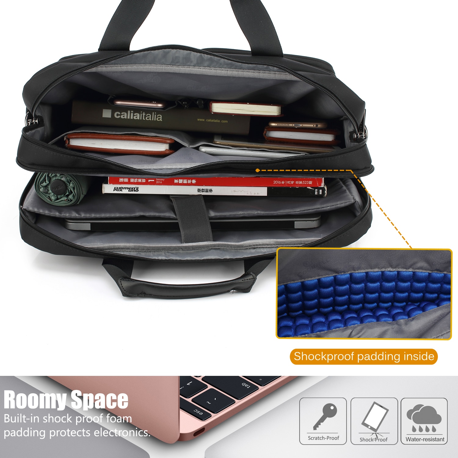 Geanta pentru laptop 17.3", CoolBell, Nylon/Poliester, Negru