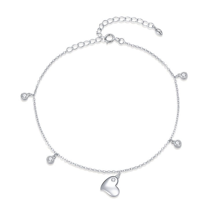 Bratara de glezna din argint Heart Love
