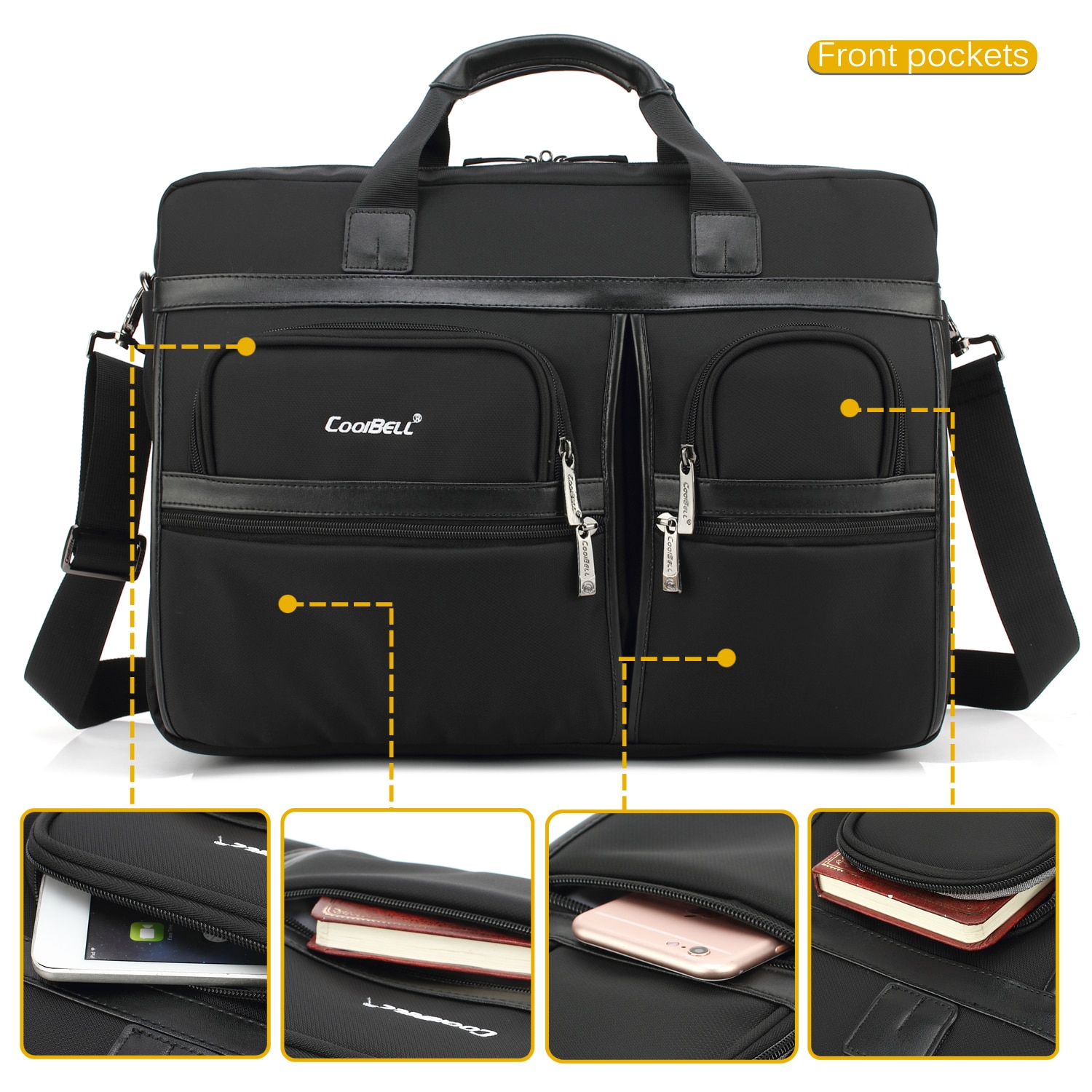 Geanta pentru laptop 17.3", CoolBell, Nylon/Poliester, Negru