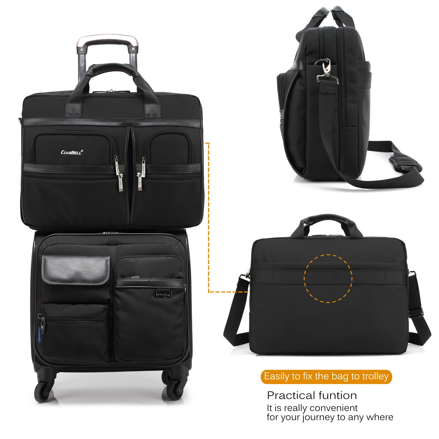 Geanta pentru laptop 17.3", CoolBell, Nylon/Poliester, Negru