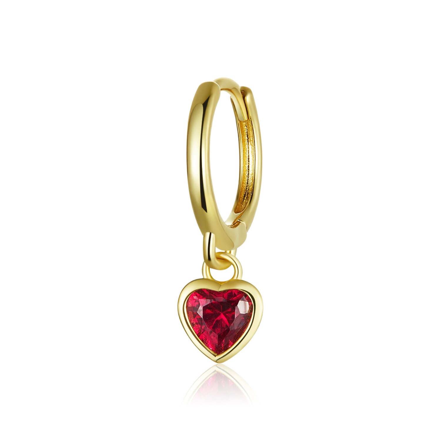 Cercel din argint Golden Red Heart