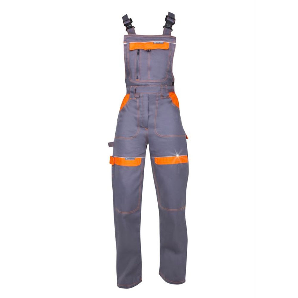 Pantaloni de lucru cu pieptar pentru femei COOL TREND, culoare gri - portocaliu, marimea 44