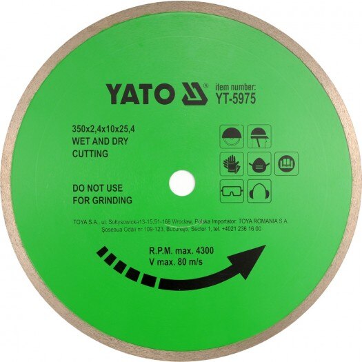 Disc diamantat pentru ceramica Yato 300X25,4 mm