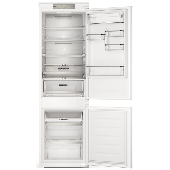 Хладилник с фризер за вгражданеa Whirlpool WHC18 T573, 250 л, Total No Frost, Клас D, H 177 см, Бял