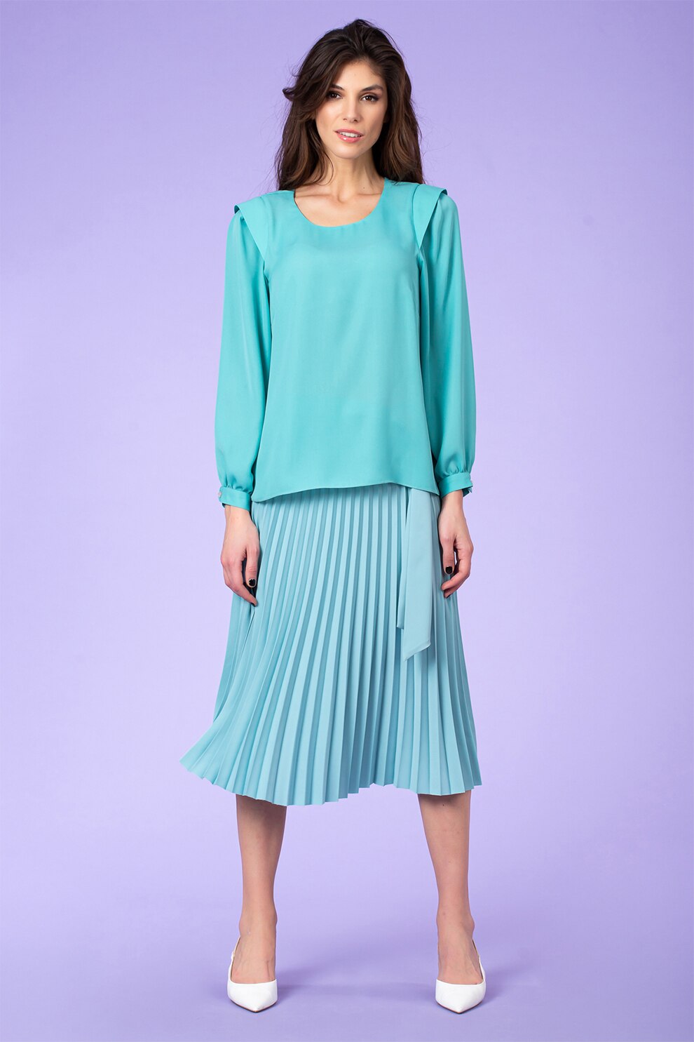 Sense, Bluza vaporoasa cu umeri structurati, Turcoaz