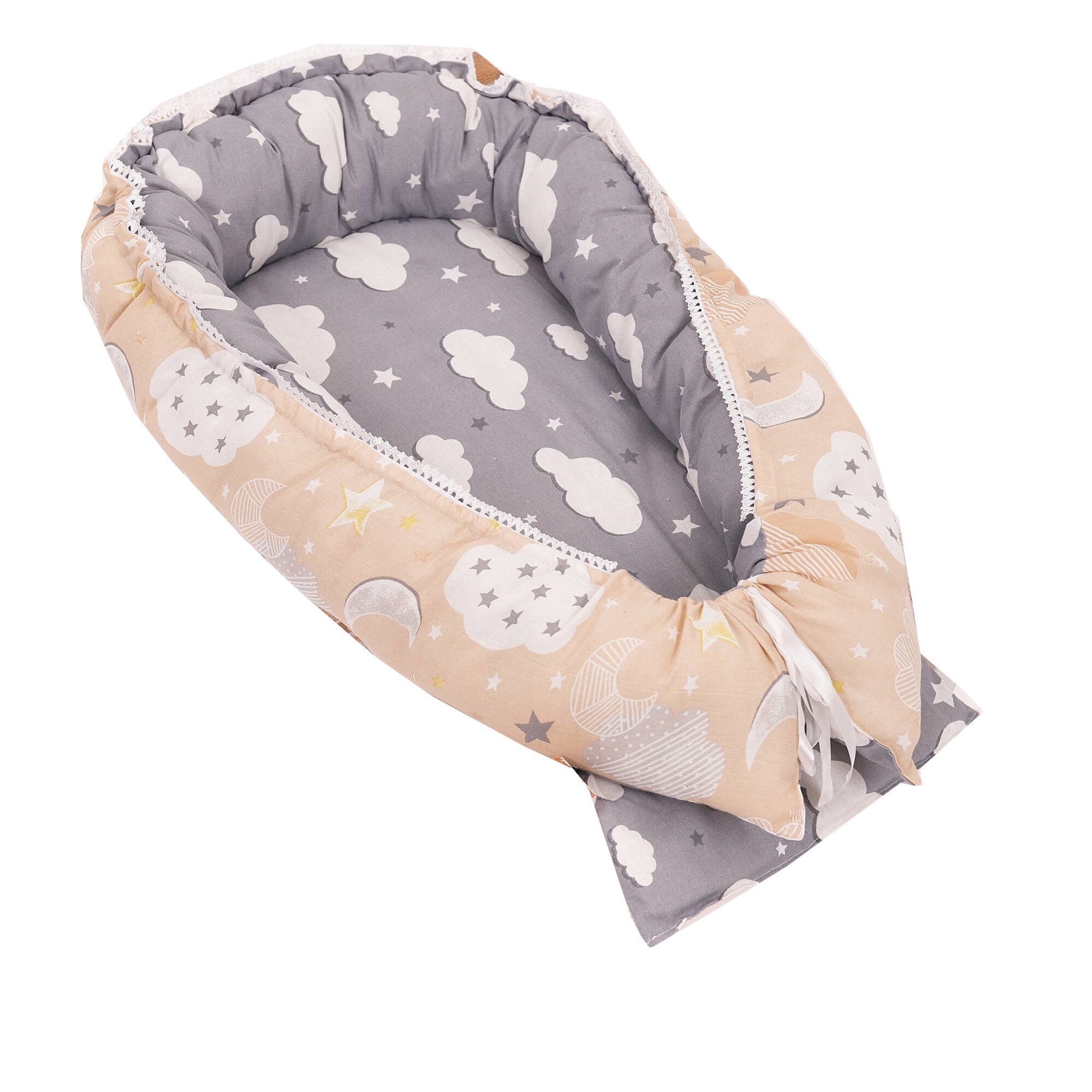 Baby nest, BabyNati, gri/crem, 90 x 70 cm
