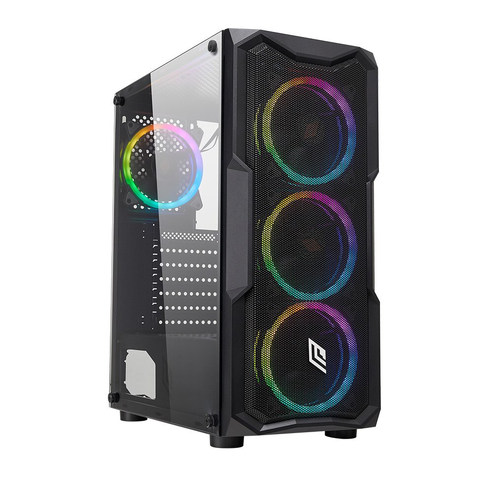 Carcasa, Noua Smash S1, Mid Tower, ATX, fara sursa, RGB, Negru