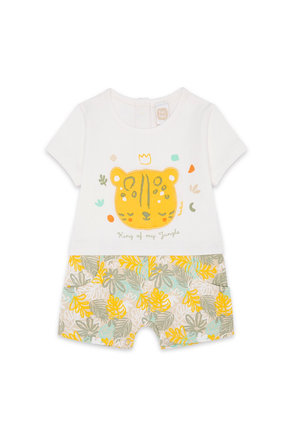 Tuc Tuc, Salopeta scurta cu imprimeu, Alb/Crem