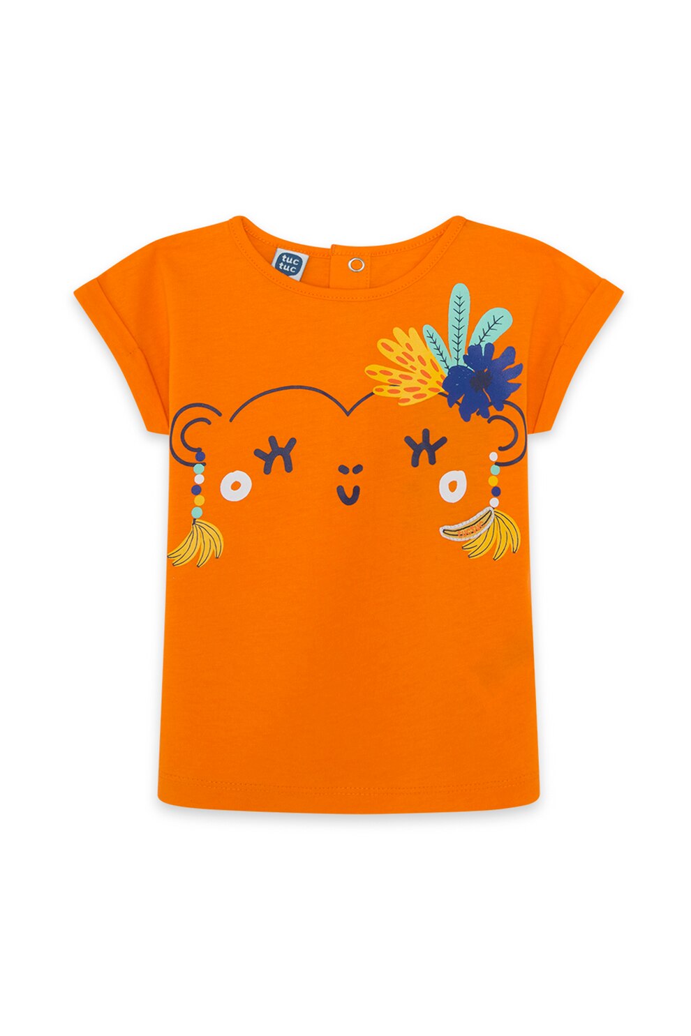 Tuc Tuc, Tricou cu decolteu rotund si imprimeu, Oranj