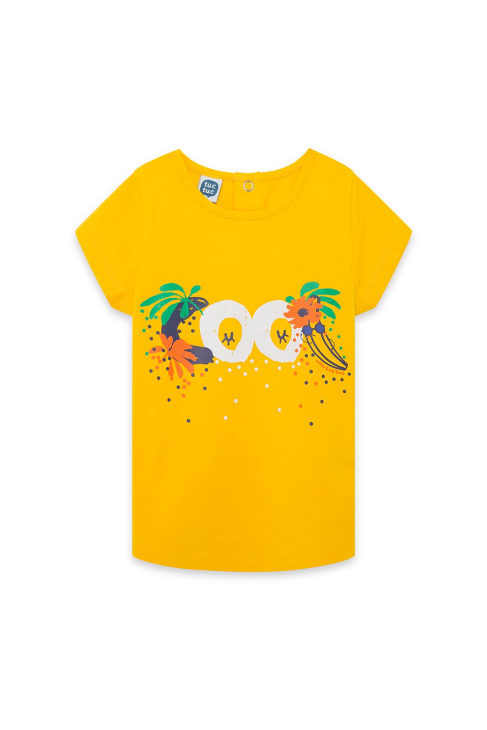 Tuc Tuc, Tricou cu decolteu rotund si imprimeu grafic, Galben sofran