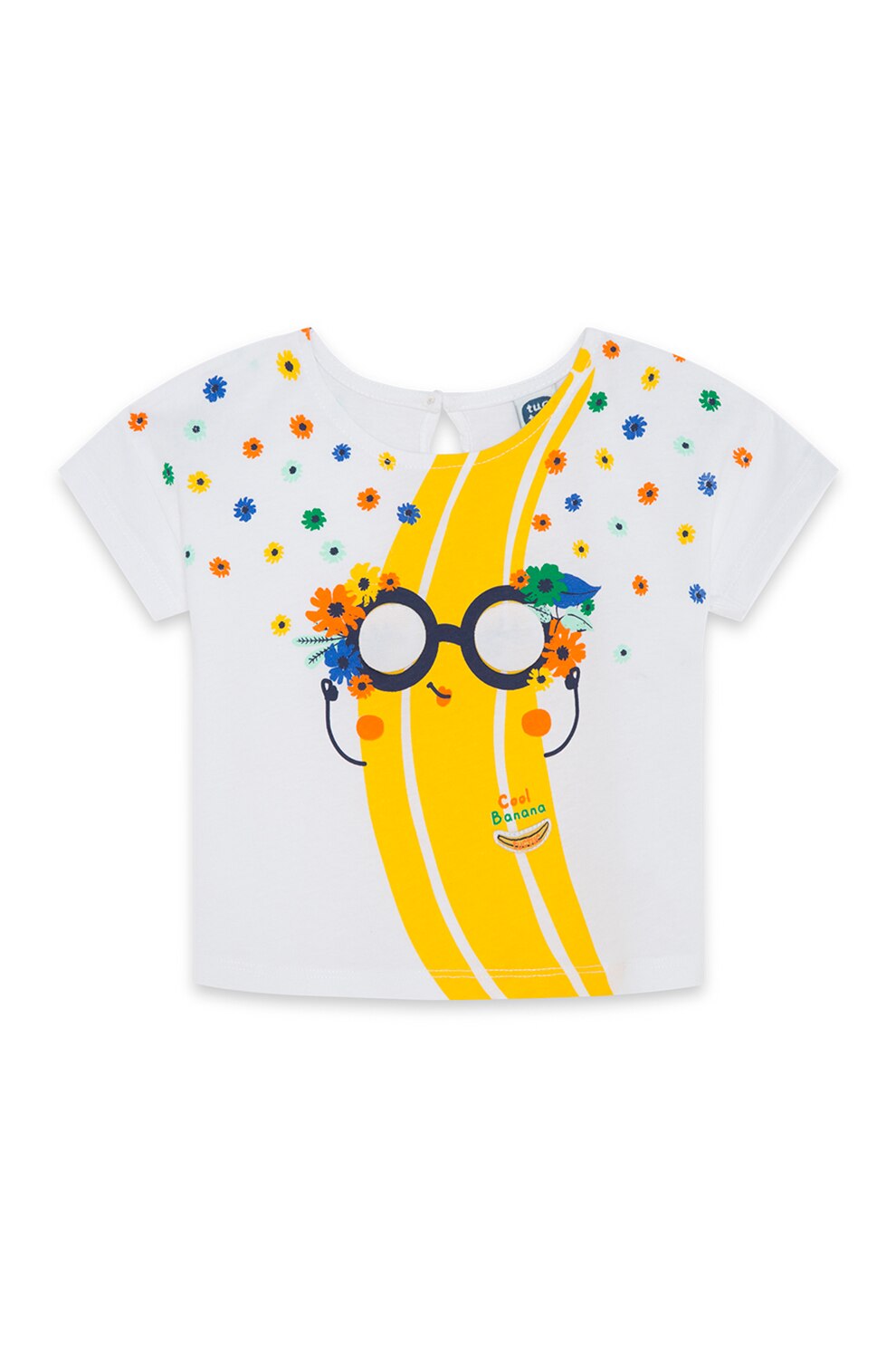 Tuc Tuc, Tricou din bumbac cu decolteu rotund si imprimeu, Alb/Galben