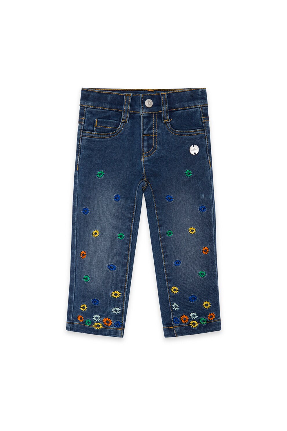 Tuc Tuc, Blugi cu motive cu broderii florale, Bleumarin, 84-92 CM