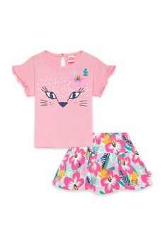 Tuc Tuc, Set de tricou si fusta cu model, Roz Tuc Tuc, Set de tricou si fusta cu model, Roz