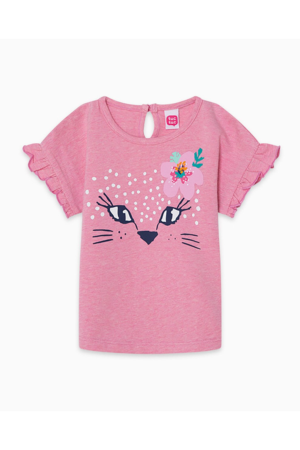 Tuc Tuc, Tricou cu model grafic si volane, Roz