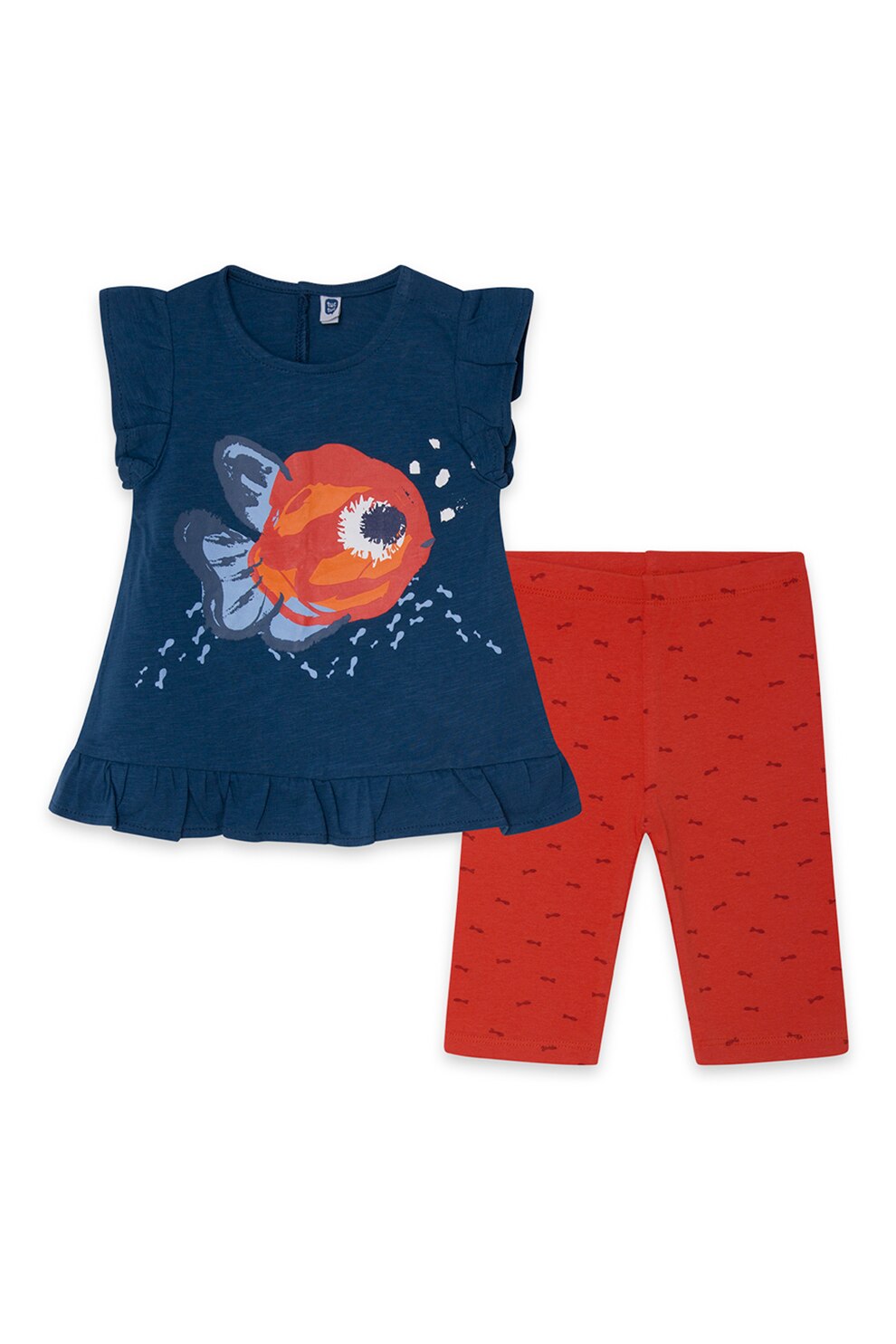 Tuc Tuc, Set 2 piese de imbracaminte cu model grafic, Bleumarin/Rosu