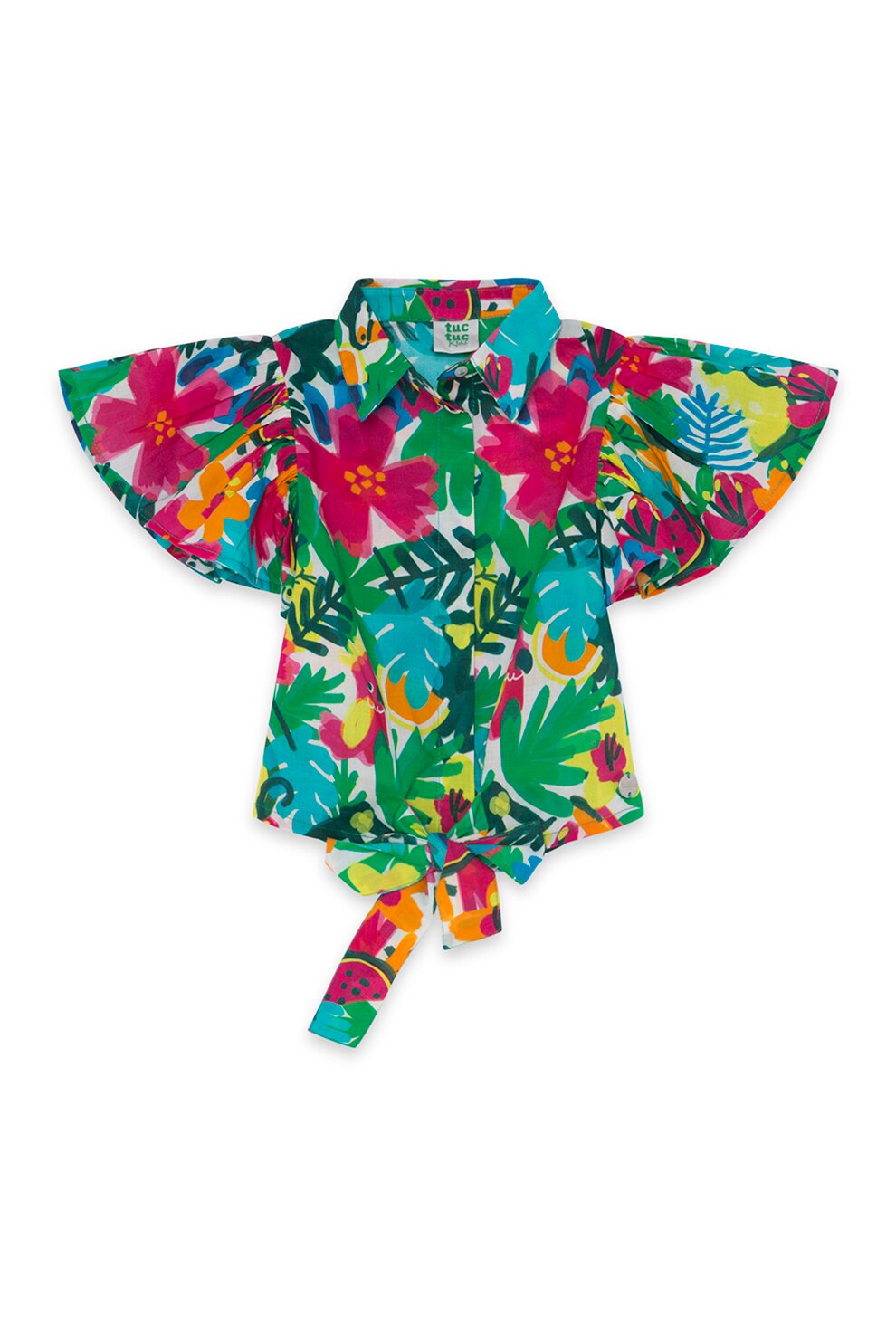 Tuc Tuc, Camasa cu detaliu innodat, Verde/albastru/roz aprins