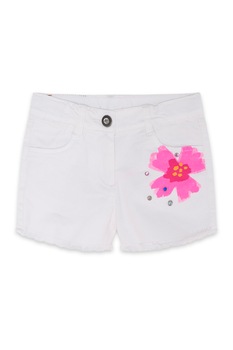 Tuc Tuc, Pantaloni scurti din denim cu imprimeu floral, Alb/Roz Tuc Tuc, Pantaloni scurti din denim cu imprimeu floral, Alb/Roz