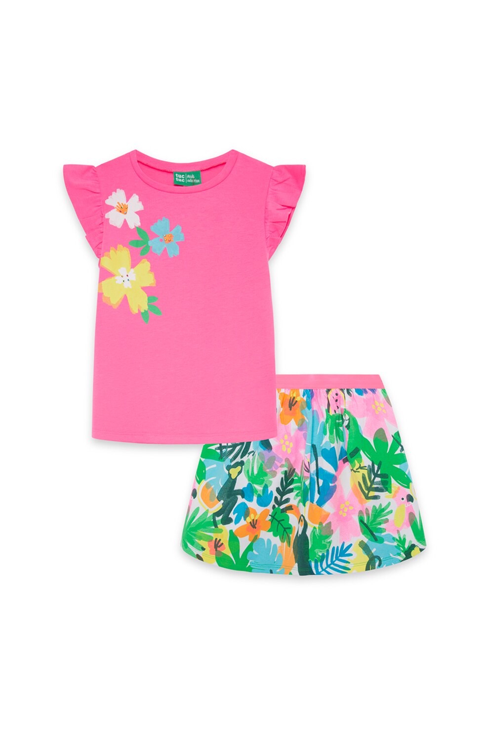 Tuc Tuc, Set de tricou si fusta, Roz/Verde/Albastru, 145-152 CM