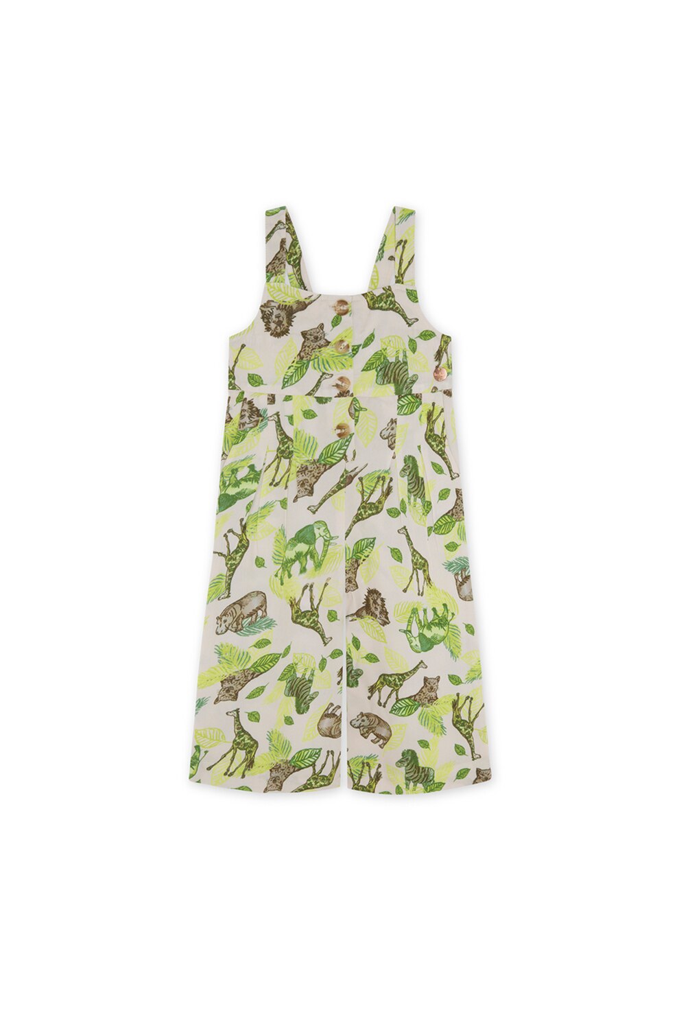 Tuc Tuc, Salopeta cu croiala ampla si imprimeu cu animale, Verde/Galben