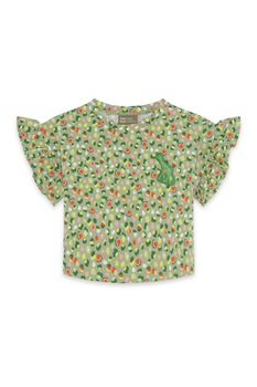 Tuc Tuc, Tricou cu detalii cu volane, Verde sparanghel/Roz Tuc Tuc, Tricou cu detalii cu volane, Verde sparanghel/Roz