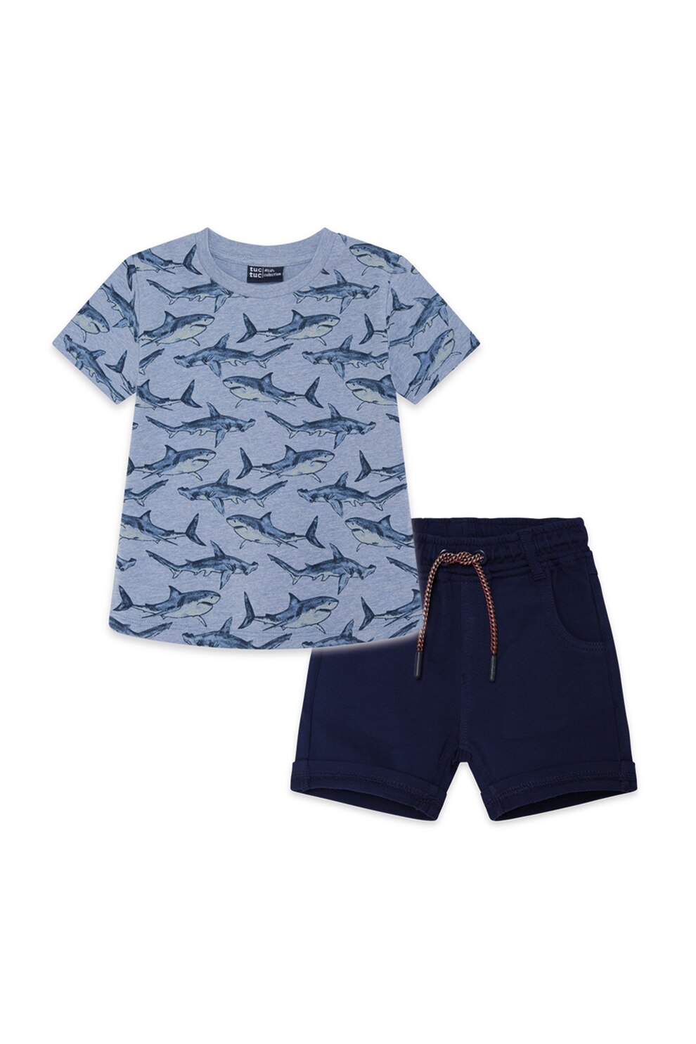 Tuc Tuc, Set de tricou si pantaloni scurti, Albastru lavanda/Bleumarin