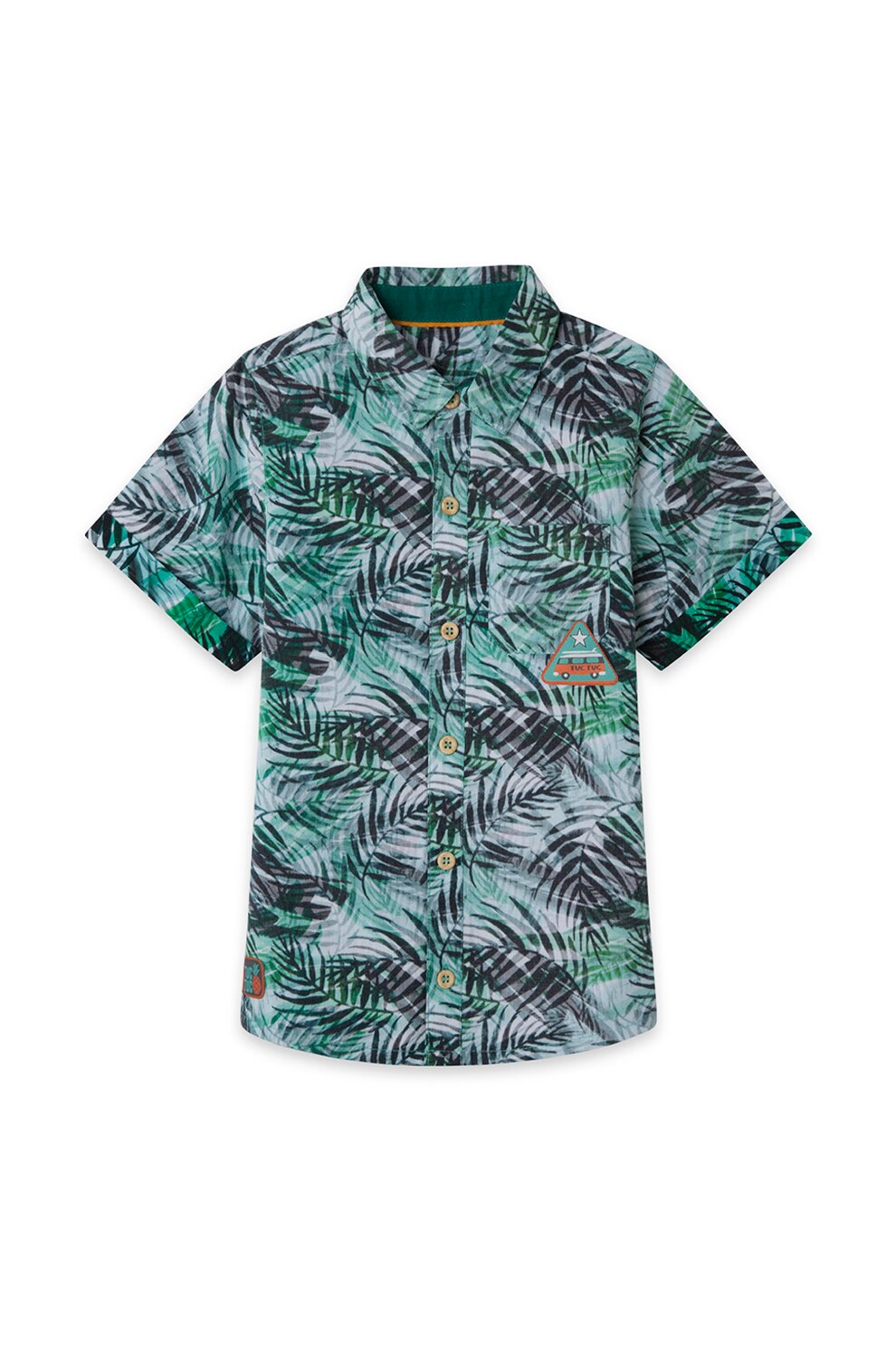 Tuc Tuc, Camasa cu imprimeu tropical, Verde/Bleumarin/Alb