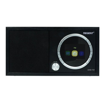 Radio cu alarma, REGENT, 151, DAB+ si FM, Bluetooth, Functie Alarma, 5 W, Plastic/Aluminiu, Negru Radio cu alarma, REGENT, 151, DAB+ si FM, Bluetooth, Functie Alarma, 5 W, Plastic/Aluminiu, Negru