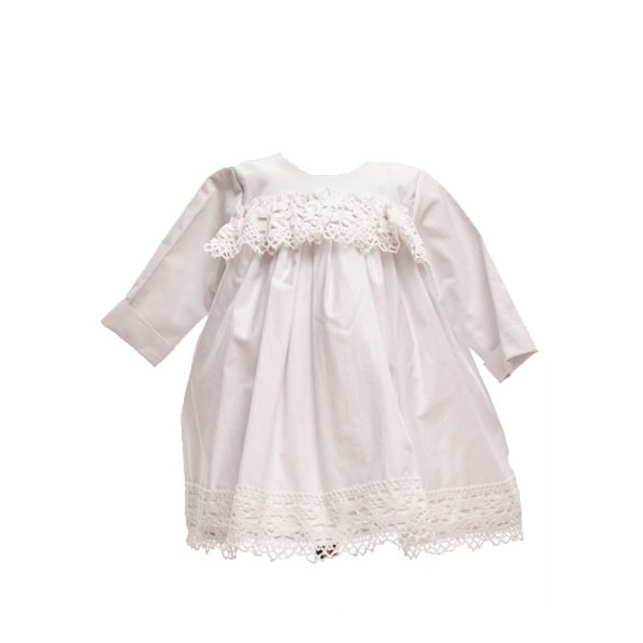 Rochie de Botez “Rossa”, cu broderie, captusita cu bumbac, alb, 0-6 luni