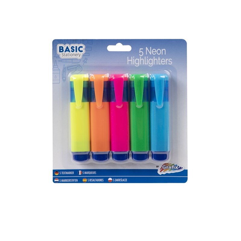Set 5 texmarkere neon Grafix