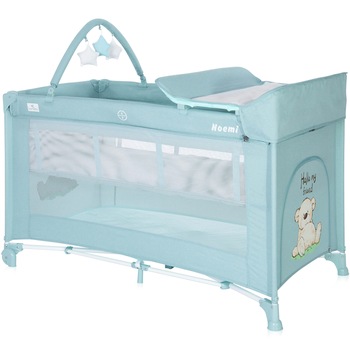 Patut pliabil, Lorelli, Noemi Plus, 2 nivele cu accesorii, Blue Surf Teddy, colectie 2021 Patut pliabil, Lorelli, Noemi Plus, 2 nivele cu accesorii, Blue Surf Teddy, colectie 2021
