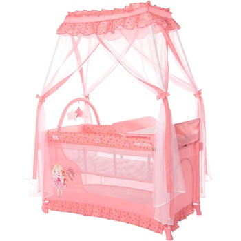 Patut pliabil stil baldachin Lorelli Magic Sleep Pink Princess, cu accesorii, Roz Patut pliabil stil baldachin Lorelli Magic Sleep Pink Princess, cu accesorii, Roz